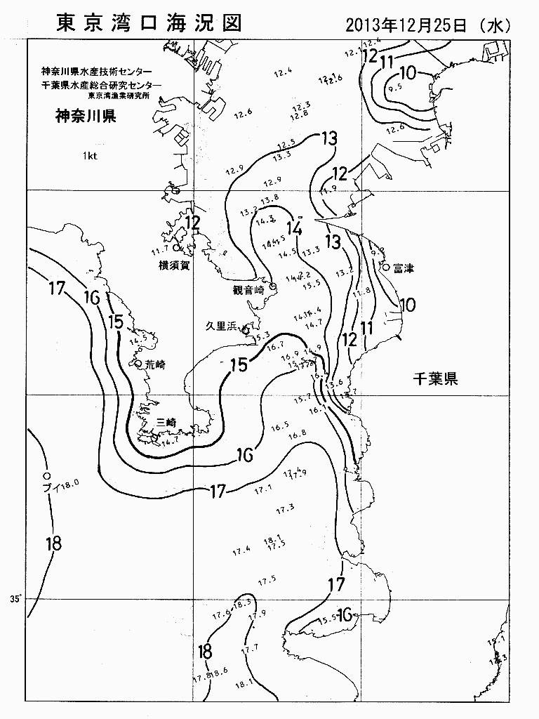 海況図, 東京湾口海況図 検索結果, (水温分布 等を図示)