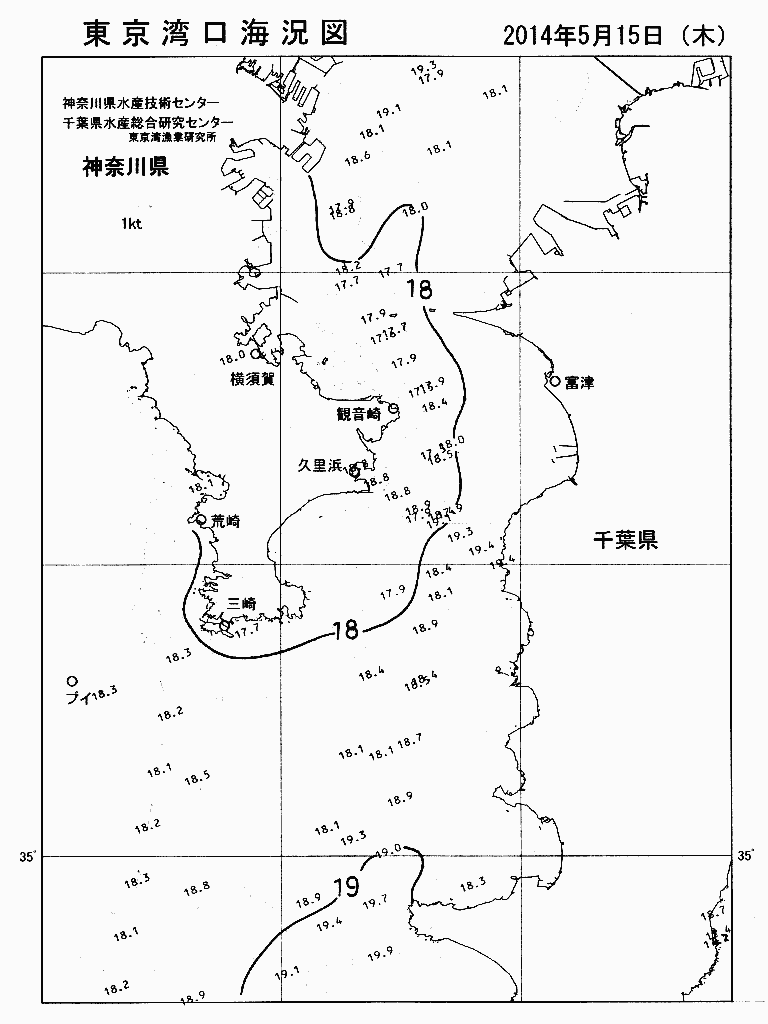 海況図, 東京湾口海況図 検索結果, (水温分布 等を図示)