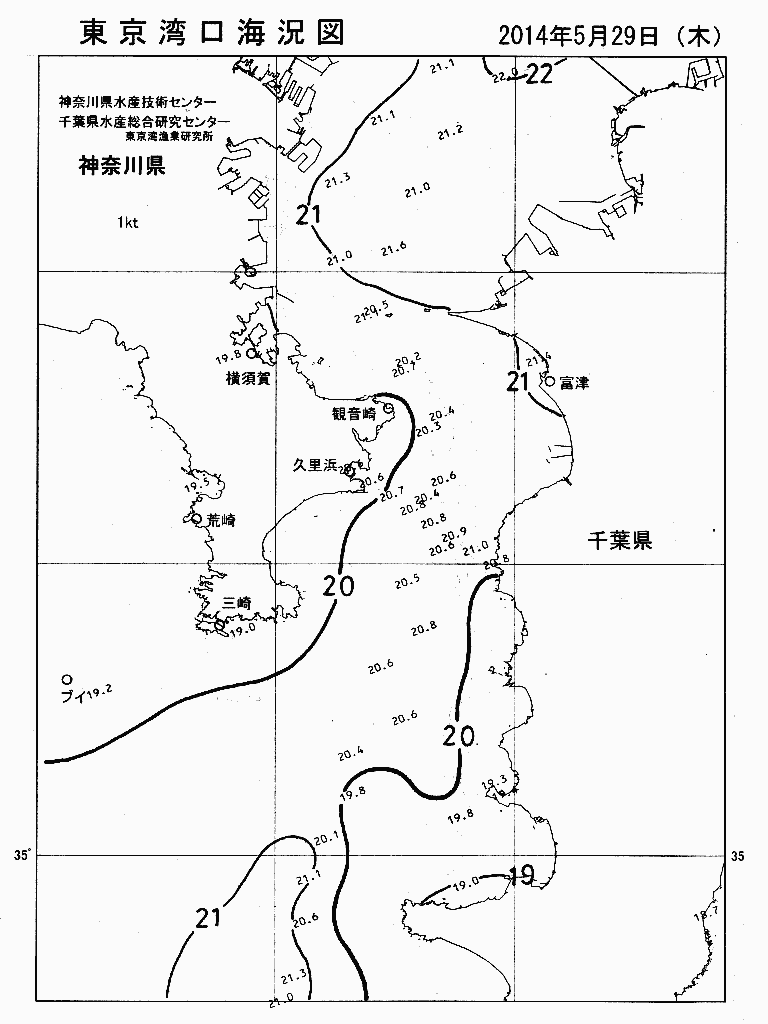 海況図, 東京湾口海況図 検索結果, (水温分布 等を図示)