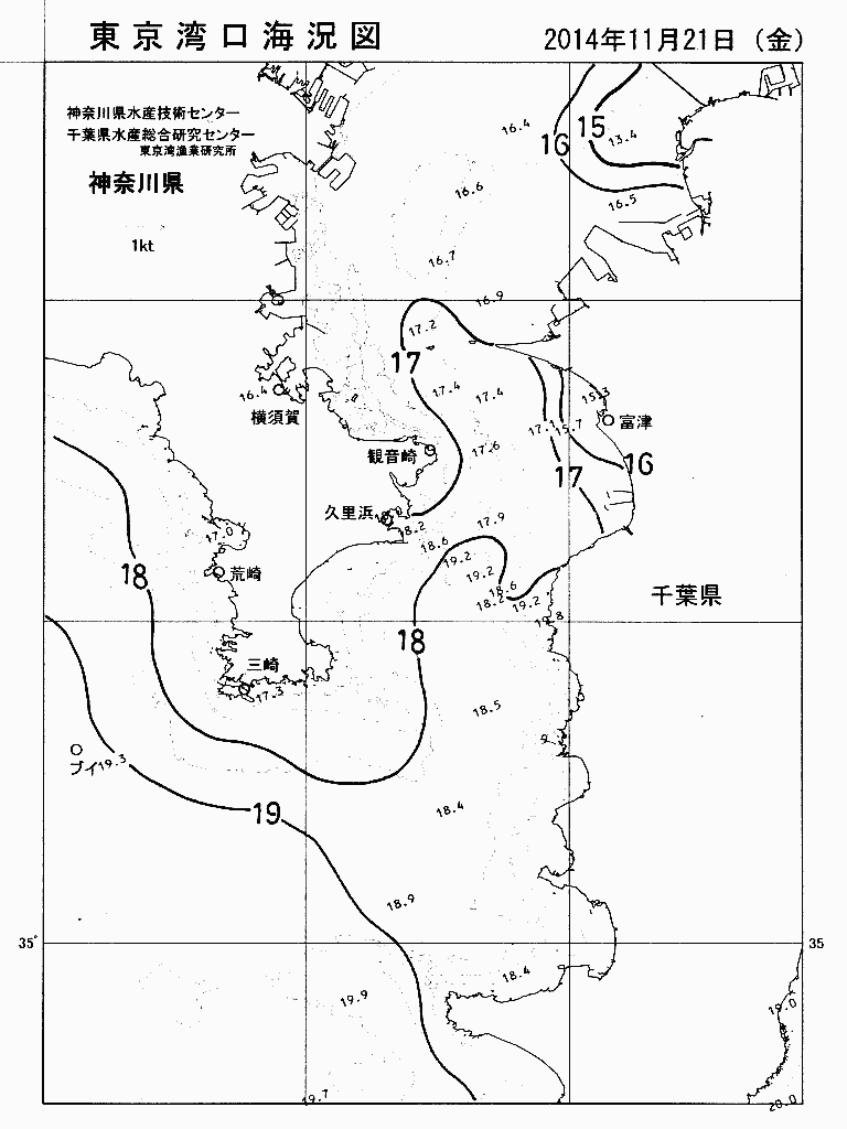 海況図, 東京湾口海況図 検索結果, (水温分布 等を図示)