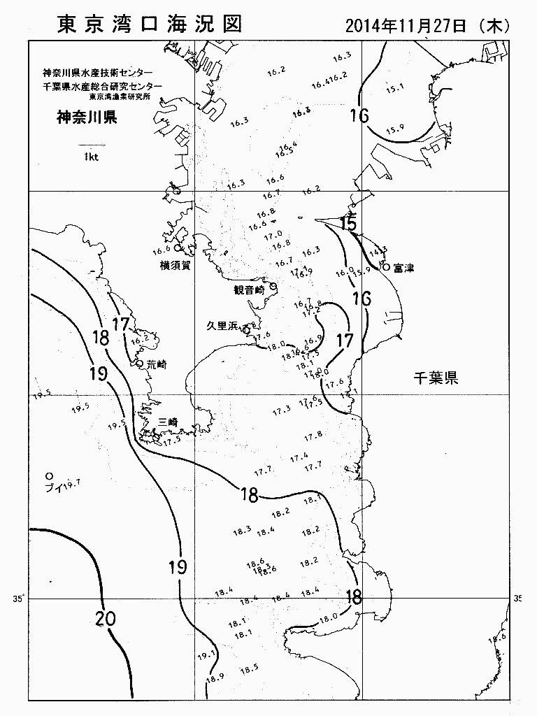 海況図, 東京湾口海況図 検索結果, (水温分布 等を図示)