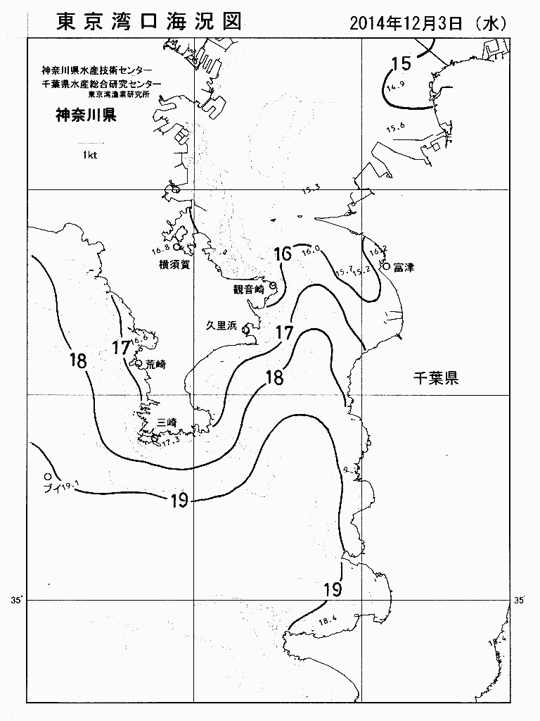海況図, 東京湾口海況図 検索結果, (水温分布 等を図示)