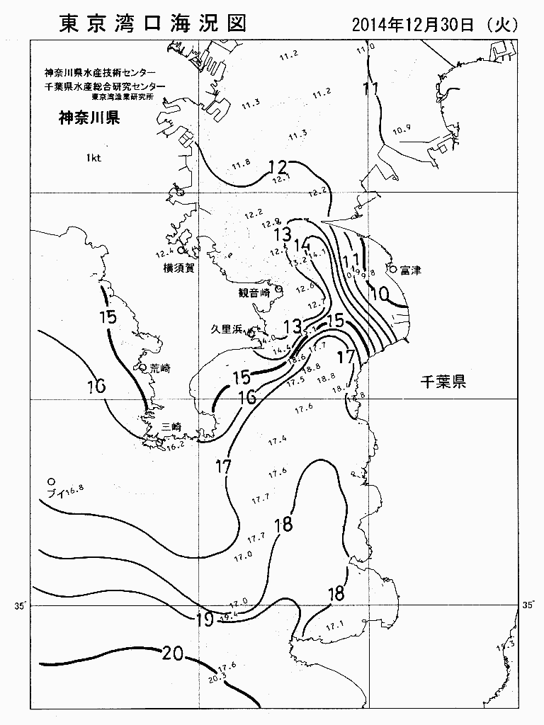 海況図, 東京湾口海況図 検索結果, (水温分布 等を図示)