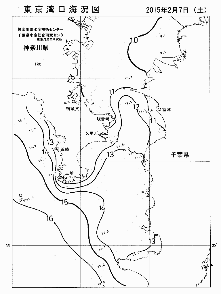 海況図, 東京湾口海況図 検索結果, (水温分布 等を図示)