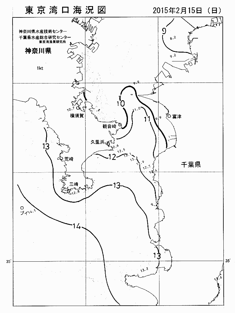 海況図, 東京湾口海況図 検索結果, (水温分布 等を図示)