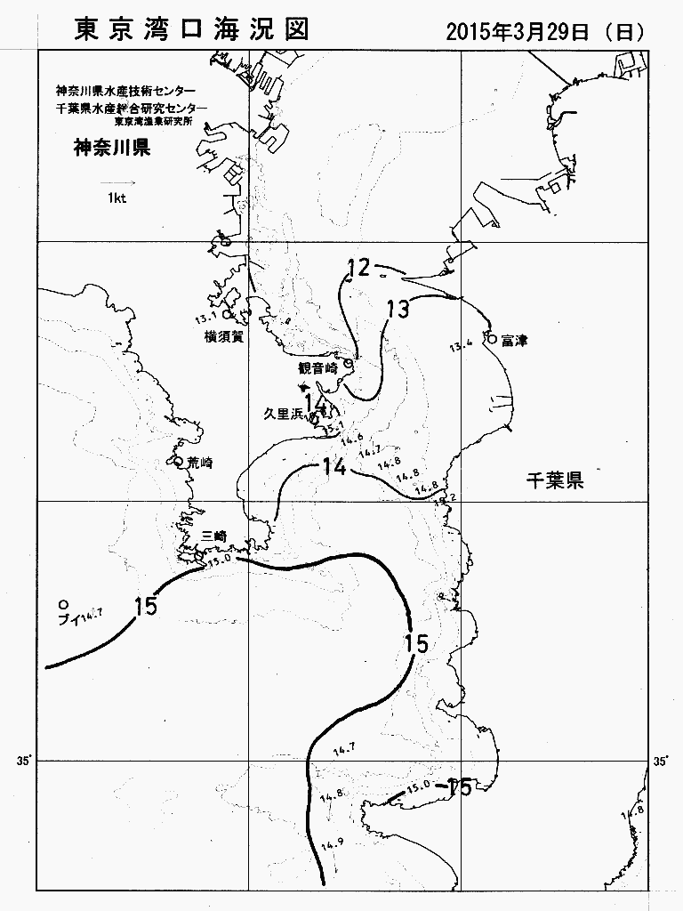 海況図, 東京湾口海況図 検索結果, (水温分布 等を図示)