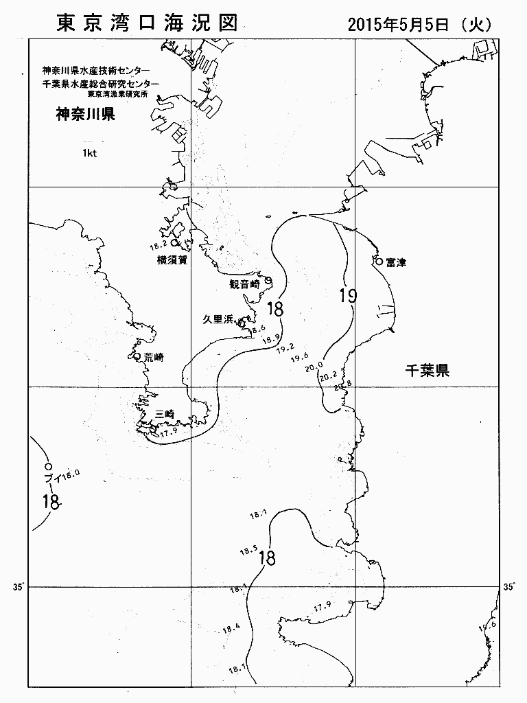 海況図, 東京湾口海況図 検索結果, (水温分布 等を図示)