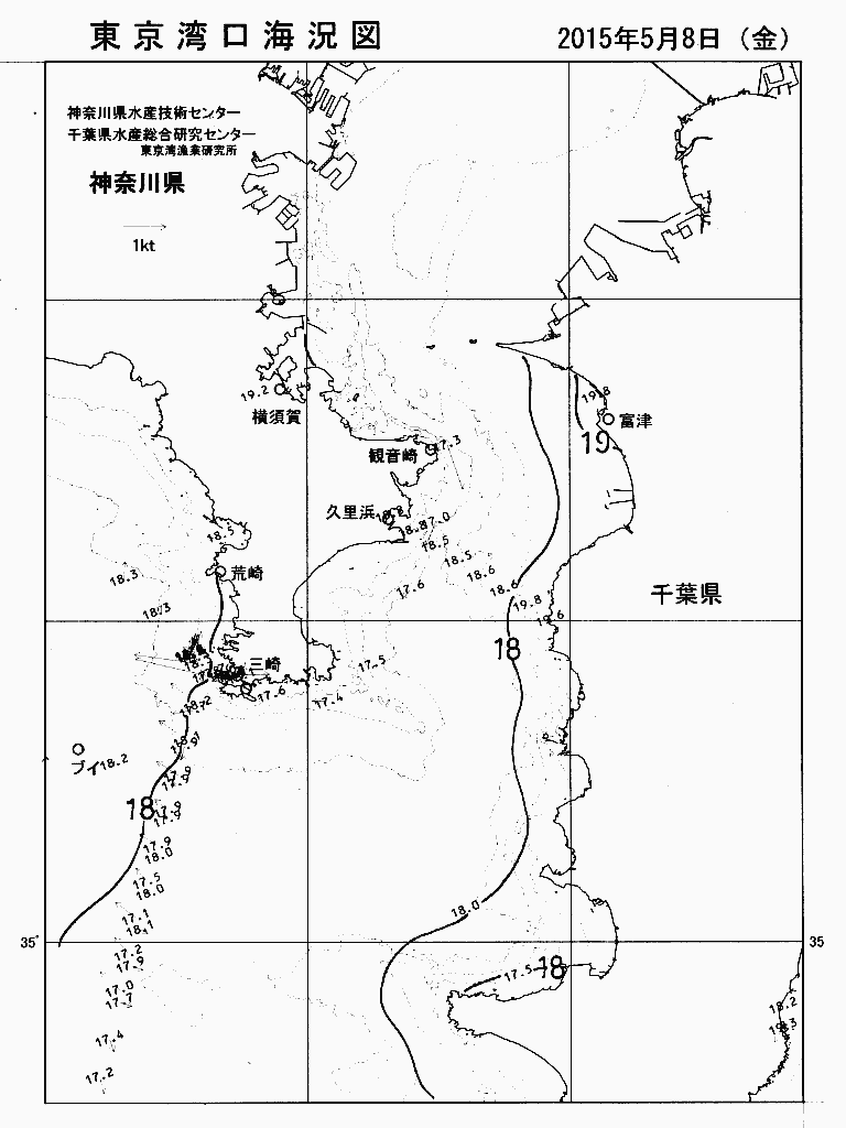 海況図, 東京湾口海況図 検索結果, (水温分布 等を図示)