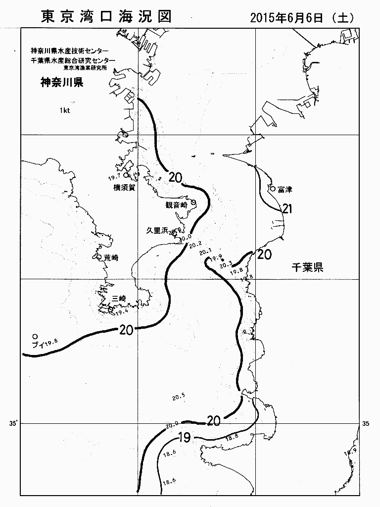 海況図, 東京湾口海況図 検索結果, (水温分布 等を図示)