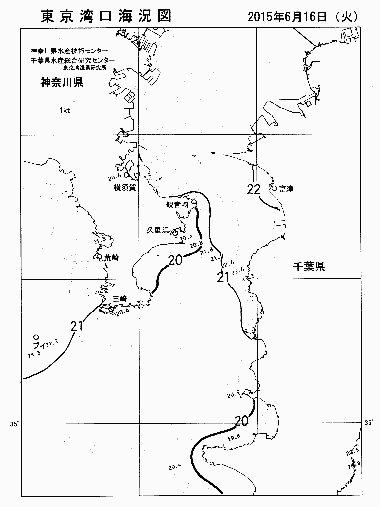 海況図, 東京湾口海況図 検索結果, (水温分布 等を図示)