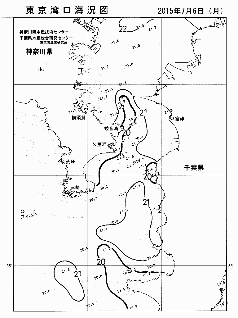 海況図, 東京湾口海況図 検索結果, (水温分布 等を図示)