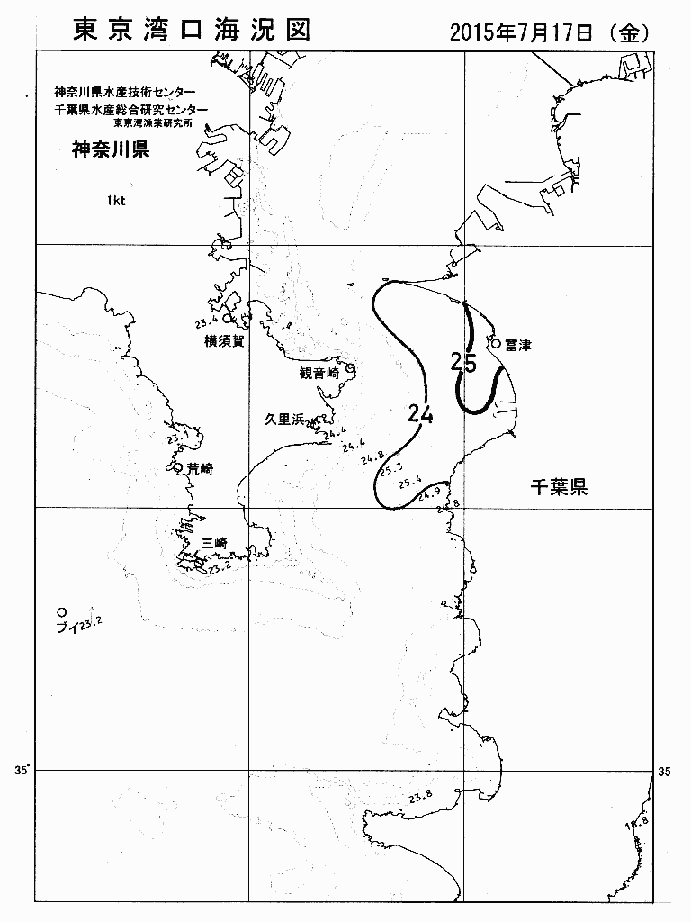 海況図, 東京湾口海況図 検索結果, (水温分布 等を図示)