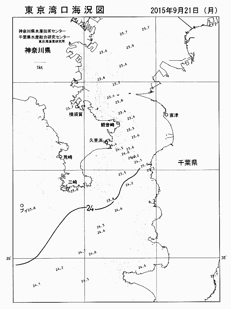 海況図, 東京湾口海況図 検索結果, (水温分布 等を図示)