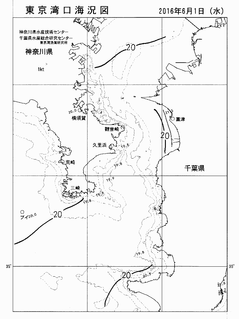海況図, 東京湾口海況図 検索結果, (水温分布 等を図示)