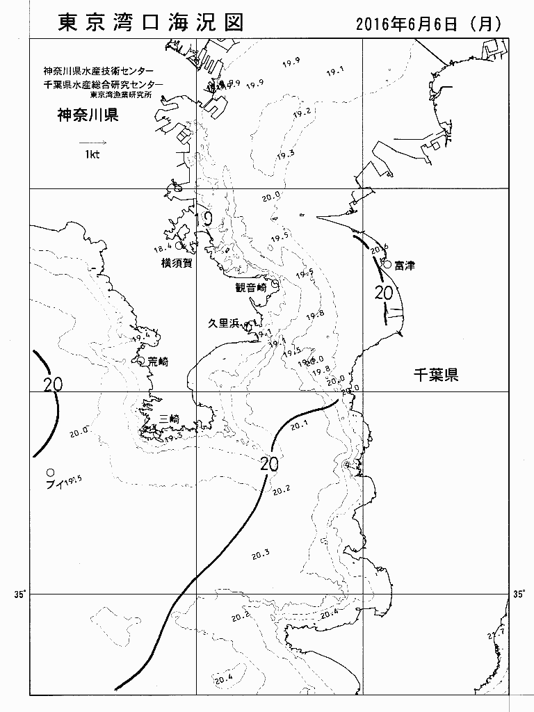 海況図, 東京湾口海況図 検索結果, (水温分布 等を図示)
