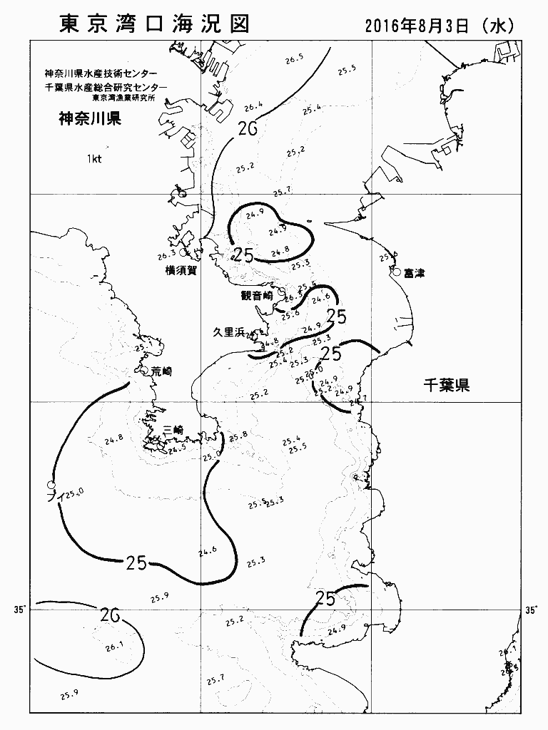 海況図, 東京湾口海況図 検索結果, (水温分布 等を図示)