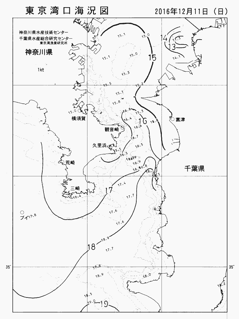 海況図, 東京湾口海況図 検索結果, (水温分布 等を図示)