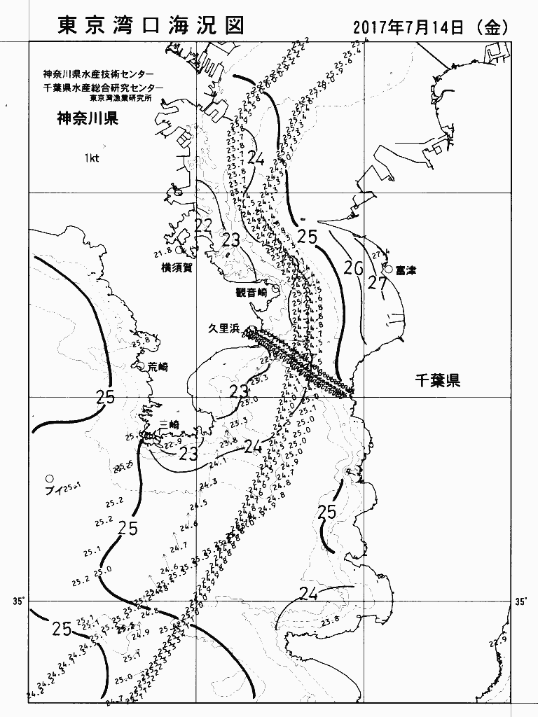 海況図, 東京湾口海況図 検索結果, (水温分布 等を図示)