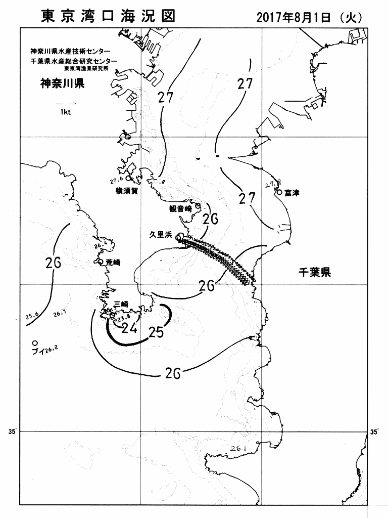 海況図, 東京湾口海況図 検索結果, (水温分布 等を図示)