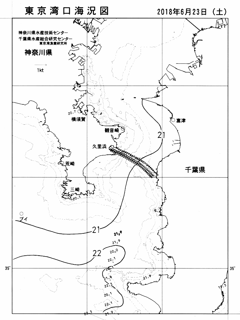 海況図, 東京湾口海況図 検索結果, (水温分布 等を図示)