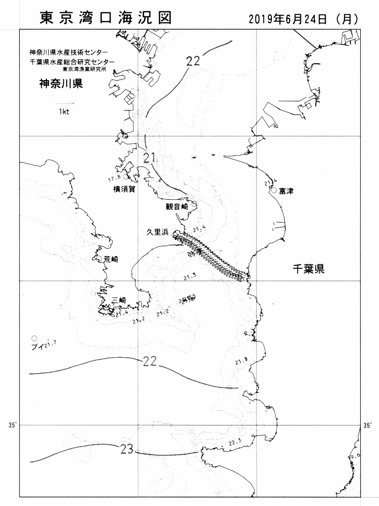 海況図, 東京湾口海況図 検索結果, (水温分布 等を図示)