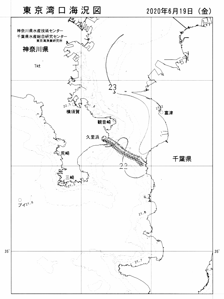 海況図, 東京湾口海況図 検索結果, (水温分布 等を図示)