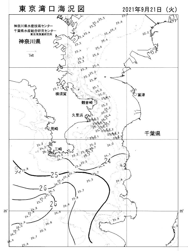 海況図, 東京湾口海況図 検索結果, (水温分布 等を図示)