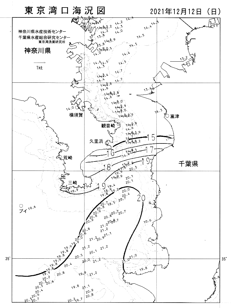 海況図, 東京湾口海況図 検索結果, (水温分布 等を図示)