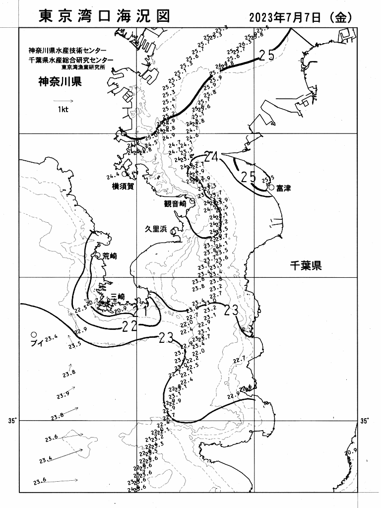 海況図, 東京湾口海況図 検索結果, (水温分布 等を図示)